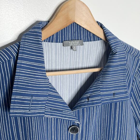 Habitat Clothes To Live In Power Stretch Swing Jacket M Blue Stripe Lagenlook - Picture 5 of 12